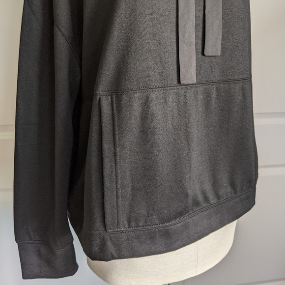 Magaschoni Pullover Hooded Drawstring Kangaroo Pocket Viscose Blend Black L NWT - Picture 5 of 12